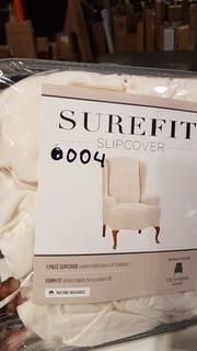 Surefit Slipcover Stretch Morgan - Wing Chair / Ivory