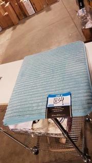 Ariana Collection Woven Stripe Memory Foam Bath Rug (60415) - Blue / 20x32"