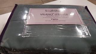 South Shore Fine Linens Vilano Springs Pleated Sheet Set 21" Deep Pockets - Twin / Dark Pale Green