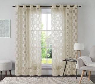 Lot 2 - Langley Street Lynfield Geometric Sheer Grommet Single Curtain Panel (LGLY5937_23514635_23514632) - Grey - 54" x 94" 