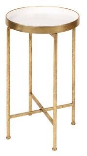 Uniek's Deliah 13.75" Round Table White/Gold