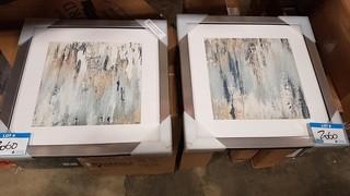 Lot 2 Silver Framed Abstract Prints - 18"  Square Each 