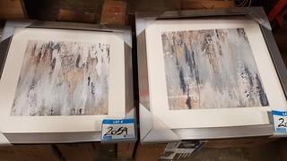 Lot 2 Silver Framed Abstract Prints - 18"  Square Each 