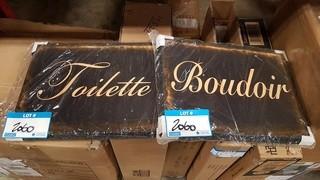 Lot 2- Wooden Plaques - "Boudoir" & "Toillette" - 11" x 15" Each 