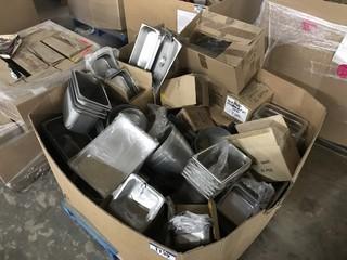 Pallet of Asst. New and Used S/S Inserts, Insert Lids, Plastic Inserts, Pots, Bowls, etc.