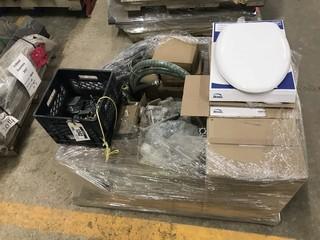 Pallet of Assorted Fittings, High Pressure Hose, Toilet Seats, etc.