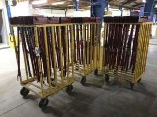 Lot of (3) Carts of Steel Safety Barriers