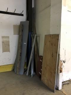Lot of Asst Shop Material Including Scaffholding Braces, Plywood, etc.