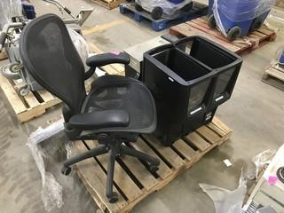 Lot of Crathco Juice Dispenser, Bunn Coffee Machine, and Task Chair