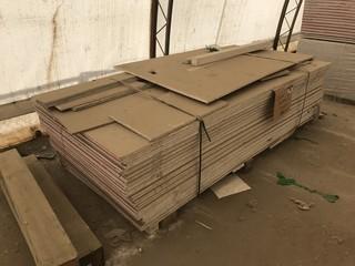 Lot of Carvel Natural I 5/8" X 4' X 8' Wrapped Drywall (Approx. 30 Sheets) and 4' X 8' White Drywall (Approx 16 Pcs)