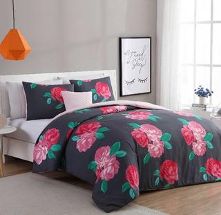 VCNY Home Rosemary 3-Piece Twin X-Long Duvet Cover Set in Charcoal/Rose