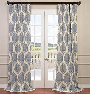 Exclusive Fabrics Furnishing Printed Cotton Collection Curtain Panel 50"x96" (PRTW-D37) - Multi Blue / 2 Piece