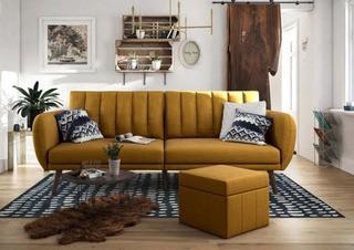 Novogratz Linen Futon (2115929N) - Yellow