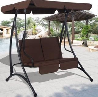 Costway Black 2 Person Canopy Swing Chair Patio Hammock Seat Cushioned Furniture Steel