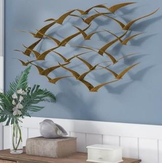 Beachcrest Home Beautiful Patterned Metal Flocking Birds Wall Decor (BCMH1857)