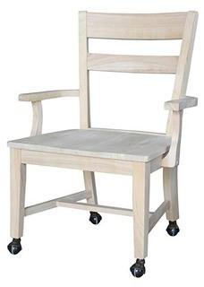 International Concepts C-226 Dining chair with casters Unfiinished