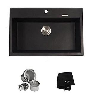 Kraus 31.2" Dual Mount Single Bowl Black Onyx Granite Kitchen Sink (KGD-412B)