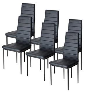 IDS Home Dining Table Chairs Set for 6 Kitchen Dining Room Chairs with Cushion and High Back Support (Black)