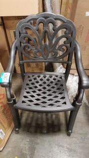 Set of 2 Metal Patio Arm Chairs - Blk