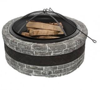 Sun Joe Cast Stone Wood Fire Pit (JOO1088_14201848_19703363) - 35" Charcoal Grey