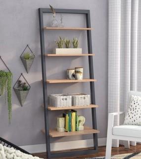 Mercury Row Theophanes 2 Tone Ladder Bookcase (MCRW5682) - Blk/Oak