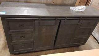 71" DK Grey - Cabinet w/Sliding barn doors