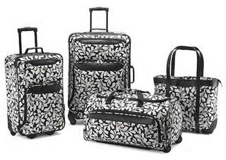 American Tourister - Valencia XLT - 4 pc Luggage Set with Tote - Green /Black Floral