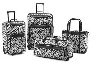 American Tourister - Valencia XLT - 4 pc Luggage Set with Tote - Green /Blk Floral