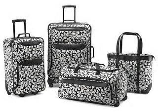 American Tourister - Valencia XLT - 4 pc Luggage Set with Tote - Green /Blk Floral