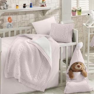 Nipperland Naturel Wool Blended 6 Piece Crib Bedding Set (NIPR1017_20063702) - Pink