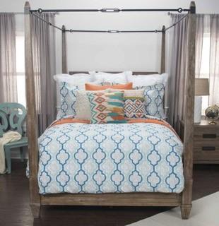Rizzy Home Peacock Blue Color Bedding Set (DOHBT4452TEPB82SQ) - 3 Piece