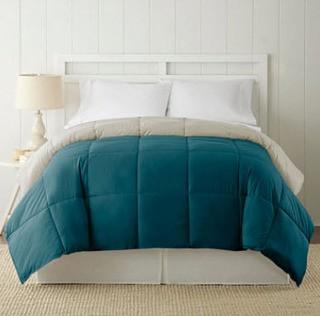 Pacific Coast Textiles Down Alternative Reversible Midweight Comforter - Blue Coral/Oatmeal / Twin