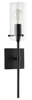 Linea di Liara Effimero One-Light Wall Vanity Corridor Sconce Lamp, Black with Clear Glass Cylinder LL-WL31-BLK