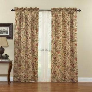 Traditions by Waverly Imperial Dress Nature/Floral Room Darkening Rod Pocket Single Curtain Panel (TADI1048) - 2 pcs / 52"Wx84"L