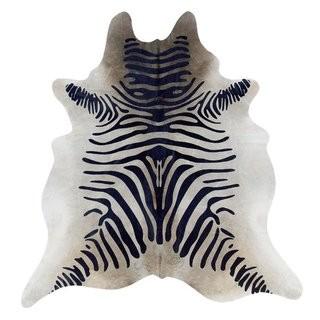Meridian Rugmakers Hand-Tufted Zebra Cowhide Black/White Area Rug (MRDN1401)