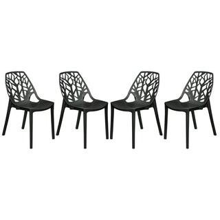 Ivy Bronx Kimonte Stacking Patio Dining Chair (IVYB4796_30285826) - Blk - set of 4