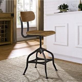Modway Adjustable Height Swivel Dining Stool (FOW3039) - Walnut Wood Seat / Brown