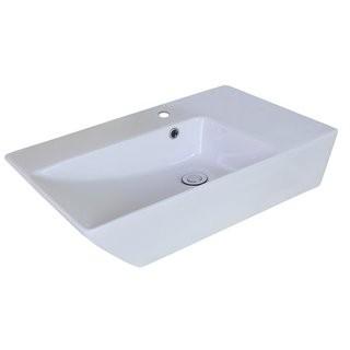 American Imaginations Ceramic Rectangular Vessel Bathroom Sink with Faucet and Overflow (AMIM3826) - White