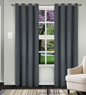 Superior Solid Premium Grommet Top Curtains - 2 Piece / 52"x108" / Dark Grey