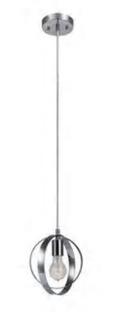 Shayla 1-Light Pendant, Chrome Finish, Clear Cord, Double Circle Design