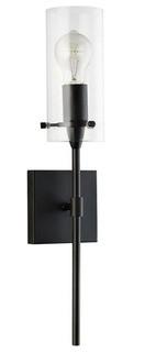 Linea di Liara Effimero One-Light Wall Vanity Corridor Sconce Lamp, Black with Clear Glass Cylinder LL-WL31-BLK