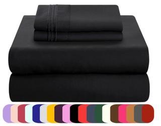 Mezzati Luxury Linens Fitted Sheet Prestige 1800 Collection - Twin / Black