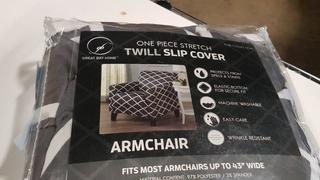 Great Bay Home Armchair Slip Cover Tori Twill Dark Pewter Chair (GB 38000) / 2 Piece / Grey