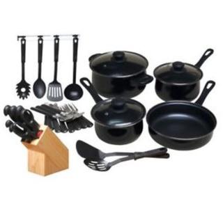 Gibson Overseas Inc. GH Total Kitchen 32 Pieces CW Combo Set (64269.32) - Black / 2 Sets