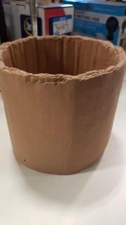7.5x6.5" Cement Round Planter w Decal Terracotta - 2 pcs (s7037175)