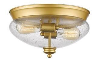 Z-Lite (722F2-SG) Amon 2 Light Satin Gold Flush Mount Ceiling Light