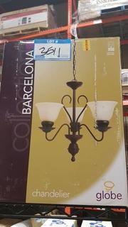 Globe Lighting Barcelona Lustre Chandelier - Dark Coffee Finish/ Amber Glass Shades