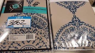 Exclusive Fabrics - Printed Blackout Curtain Collection - Pole Pocket - 50" x 84" - BOCH-KC27C-84 - Taupe/Blue Pattern - 2 pcs