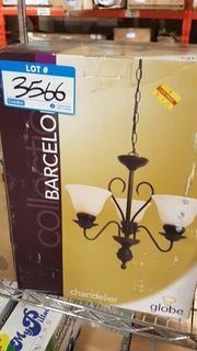Globe Lighting Barcelona Lustre Chandelier - Dark Coffee Finish/ Amber Glass Shades