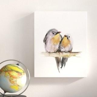 Charlton Home 'Bird Couple' Print on Wrapped Canvas (CHRL5371_22393288_22393294)